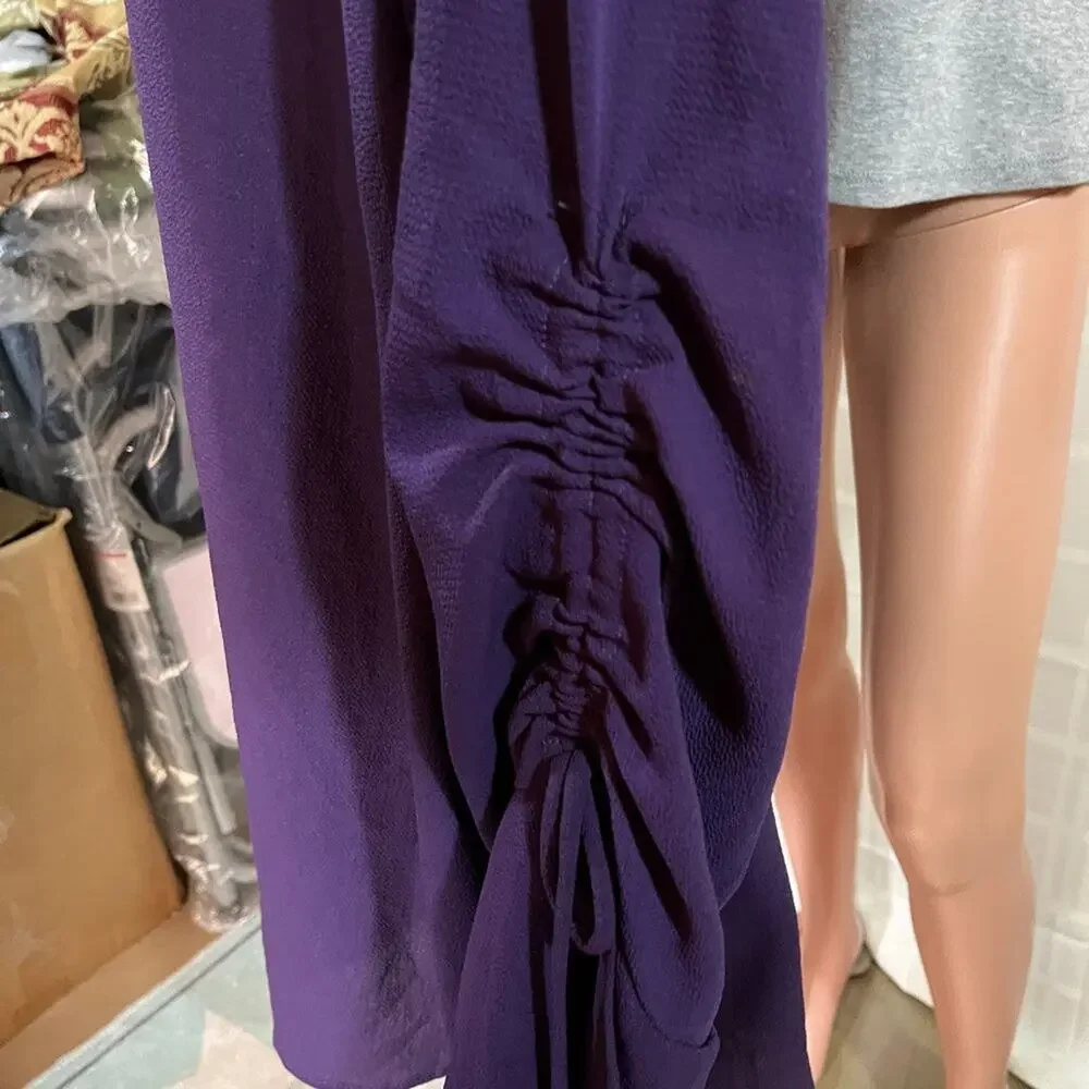 Torrid Purple Long Sleeve Ruched Blouse   Size 2  NWT